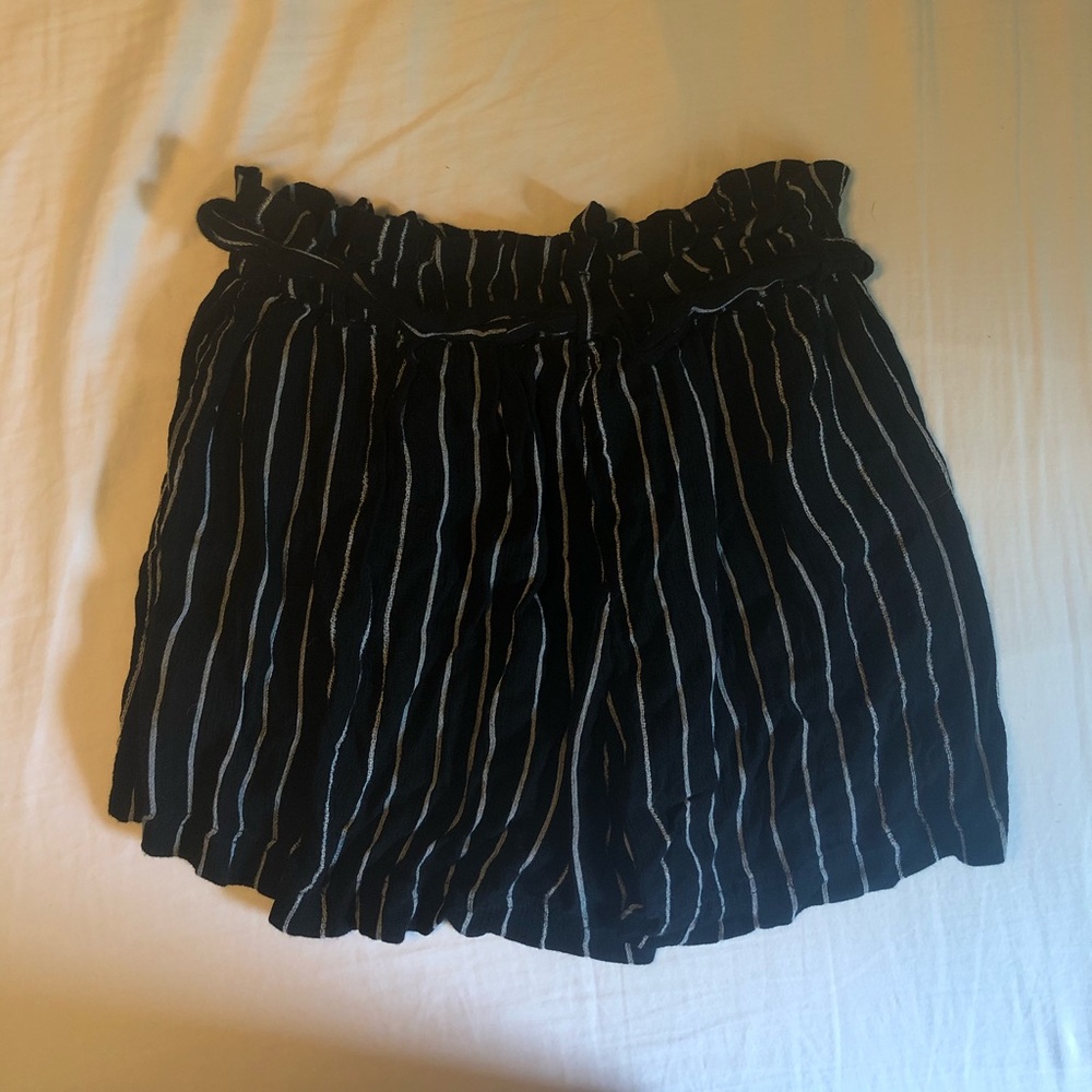 Striped paper bag waisted shorts